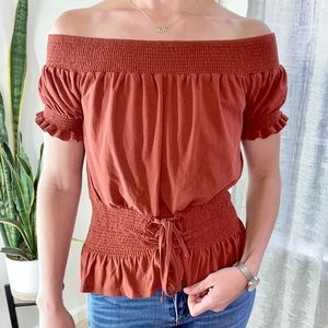 Fall orange unique women’s shirt size Medium.